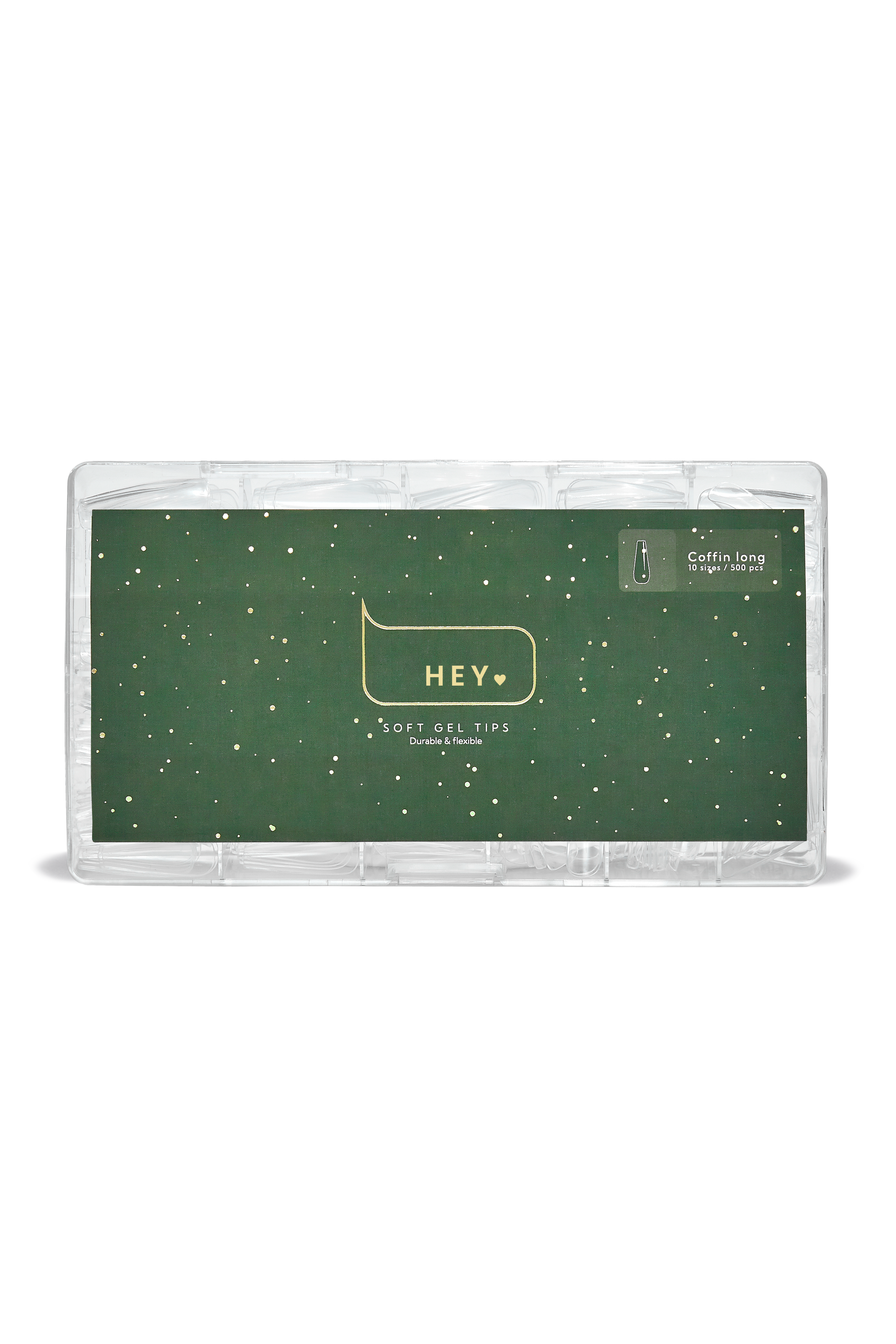 НeyLove Gel Tips - Coffin Long, 500 stk