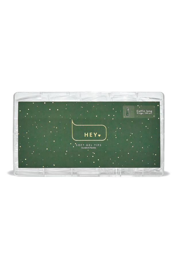НeyLove Gel Tips - Coffin Long, 500 stk