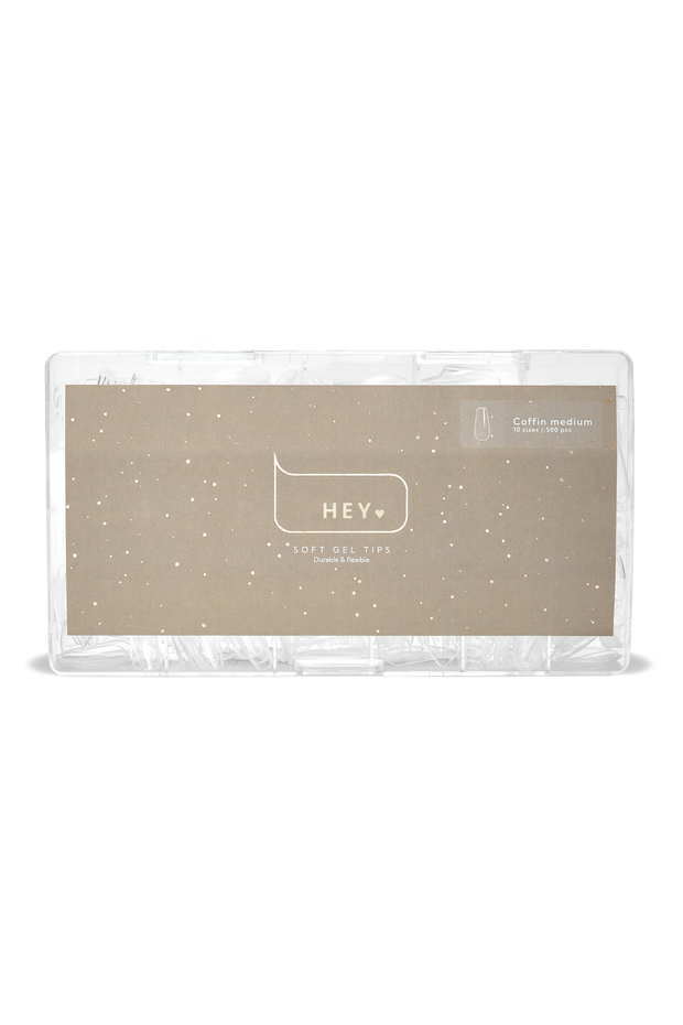 НeyLove Gel Tips - Coffin Medium, 500 stk
