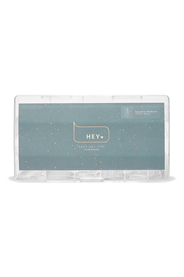 НeyLove Gel Tips - Square Medium, 500 stk