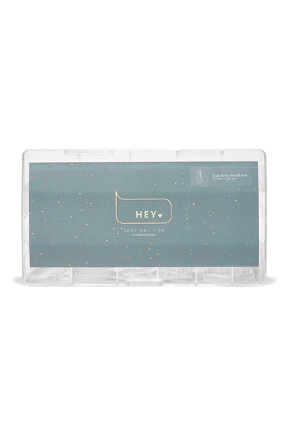 НeyLove Gel Tips - Square Medium, 500 stk